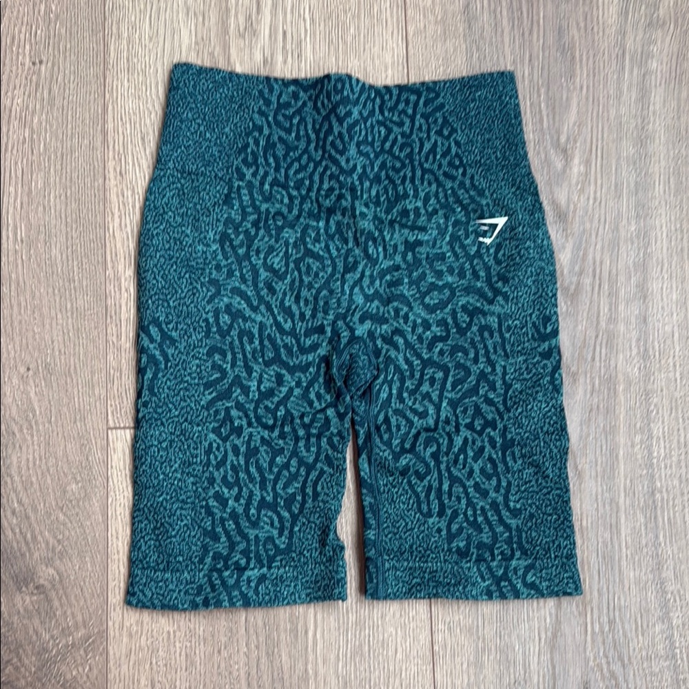 Patterned Teal Biker Shorts